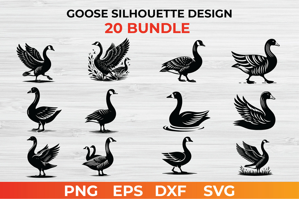 Goose Silhouette Design bundle, an Animal Illustration by bossdesigner (Photo 1 of 3)