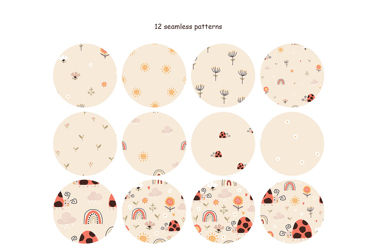 Rainbow ladybug patterns collection, a Pattern Graphic by Svitlana Kharchuk (Photo 2 of 11)