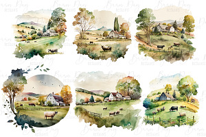 Quiet Countryside Scene Clipart