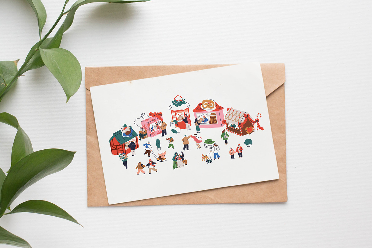Christmas market, fair & tiny people, a Seasonal Illustration by Good Studio (Photo 3 of 3)