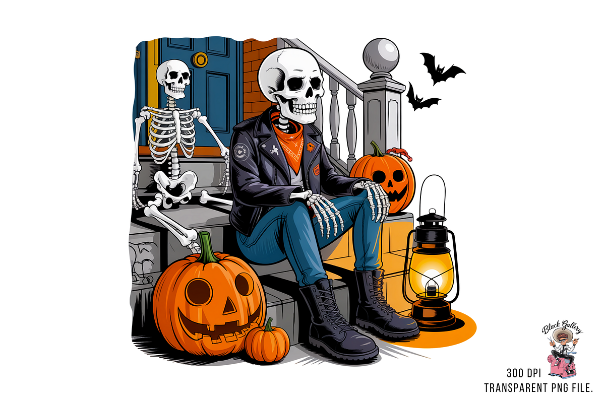 Halloween Skeleton Biker PNG Bundle, an Illustration by Clipart Bloom (Photo 8 of 11)