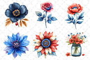 Watercolor Patriotic Floral Clipart, an Illustration by Dream Creation (Thumbnail 5 of 5)