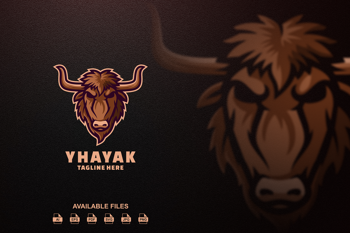 Yak Head Mascot Logo, a Design Template by artchiles_design | Creative ...