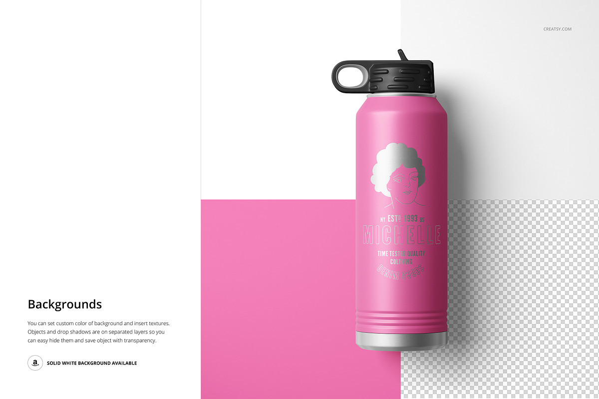 P. Coated 40 oz. Water Bottle Mockup, a Product Mockup by creatsy5 (Photo 11 of 13)