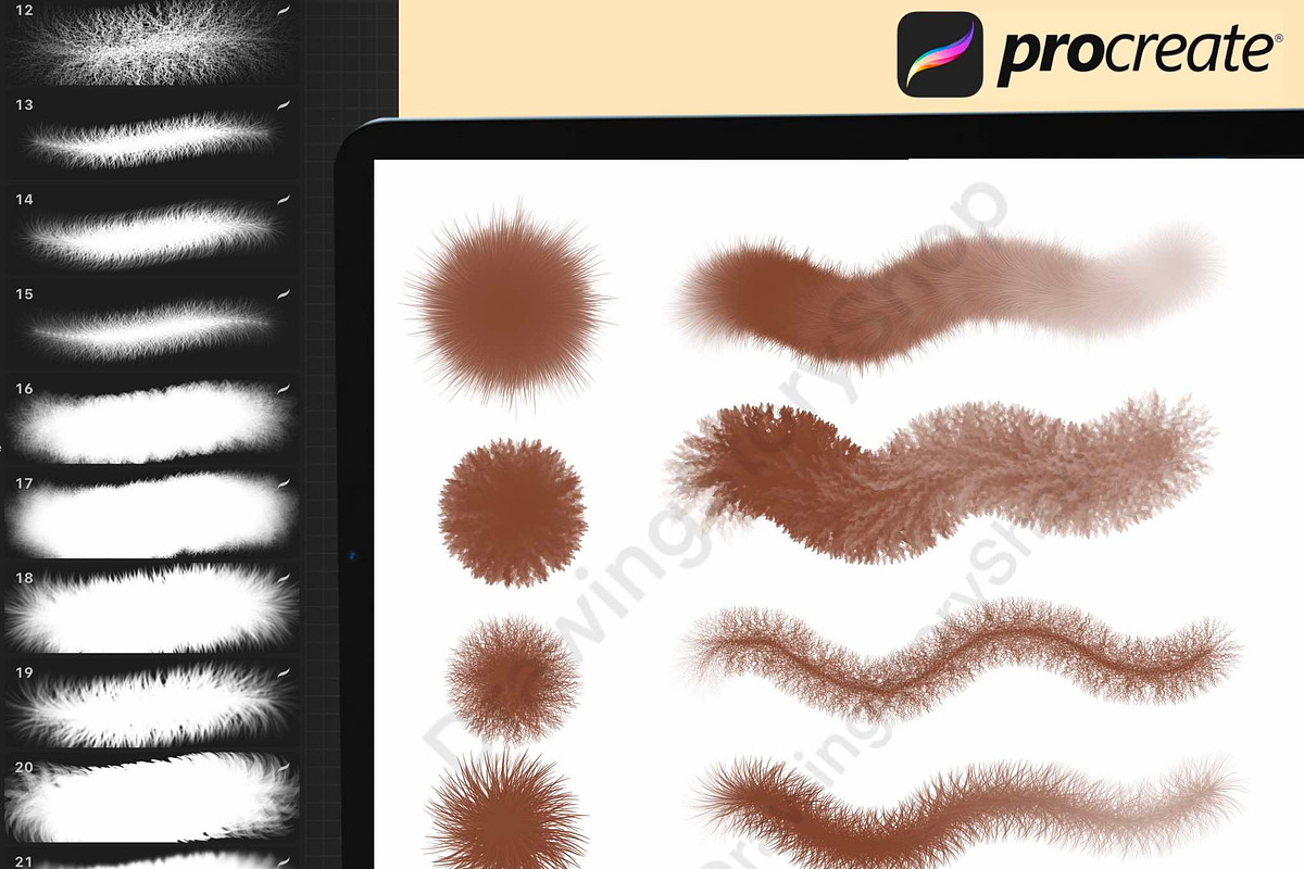 100 Fur Brushes Set for Procreate, a Brush Add-On by DrawingStoryShop