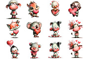 Valentine Animal Clipart Bundle, an Illustration by Designking (Thumbnail 3 of 5)