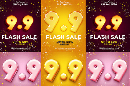 99 Flash Sale 3D Text Effect, a 3D by Zamans