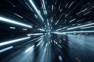 Streaks of light move rapidly through dark tunnel space, a Background Photo by OSORIOartist