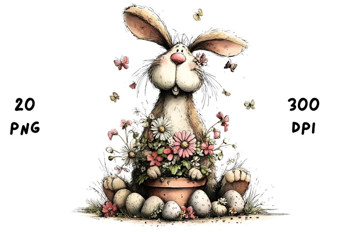 Whimsical Floral Easter Rabbit, an Animal Illustration by GiraffeCreative (Photo 12 of 20)