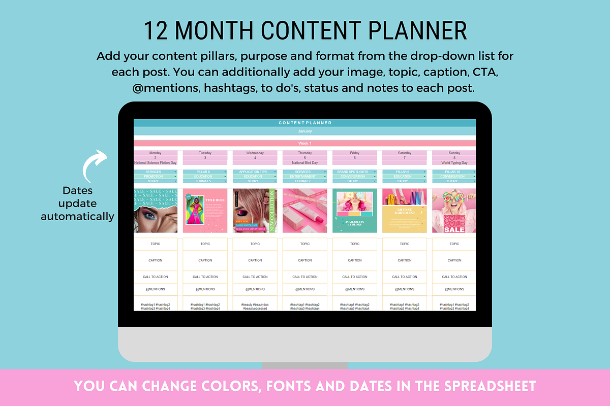 Colorful Instagram Planner, a Marketing Template by SunshineStudioBoutique (Photo 8 of 9)