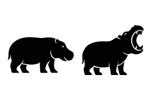 Hippo Silhouette, an Animal Illustration by Pixes