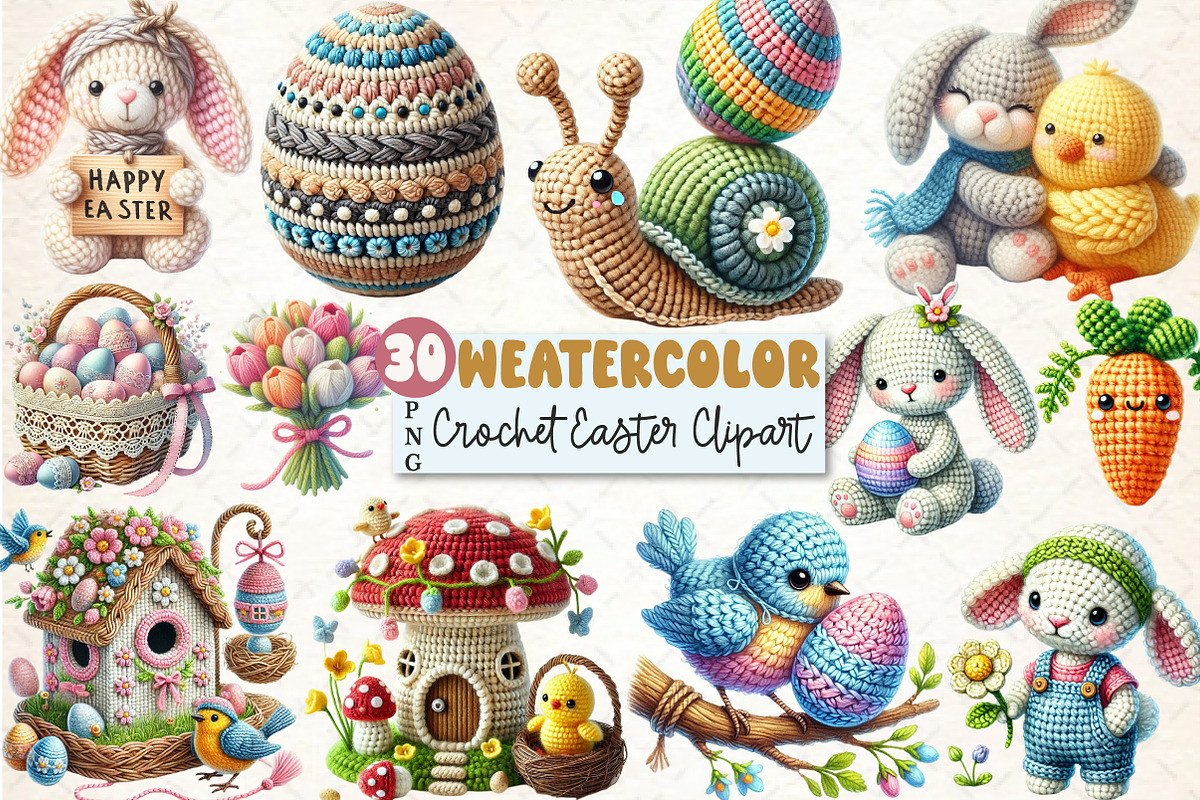 Crochet Easter Day Sublimation Clipa, a Seasonal Illustration by Rose Art (Photo 1 of 4)