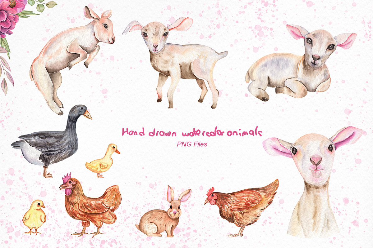 Watercolor Day with little Lambs, an Illustration by TanataDesign (Photo 3 of 11)