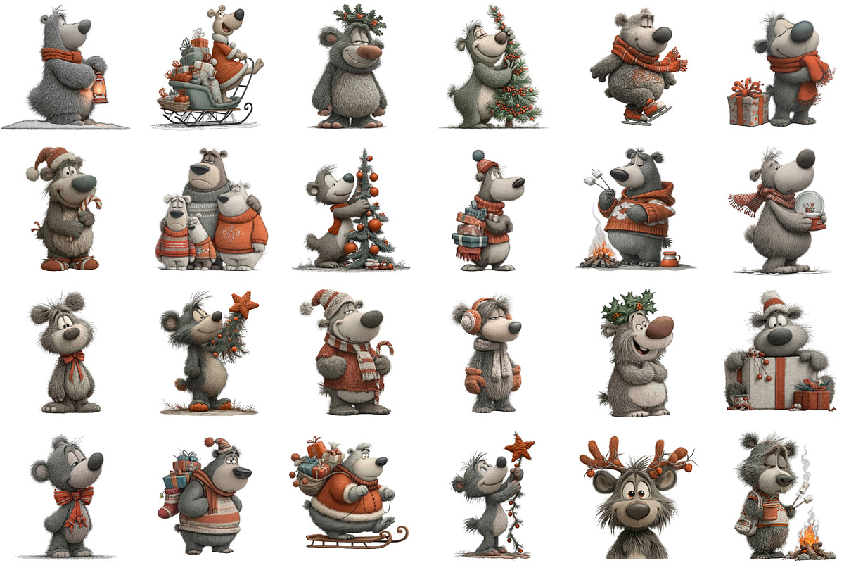 Christmas Bear Clipart, an Illustration by Sublimation Artist (Photo 2 of 6)