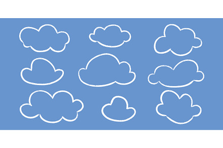 Chalk cloud shapes kid crayon doodle