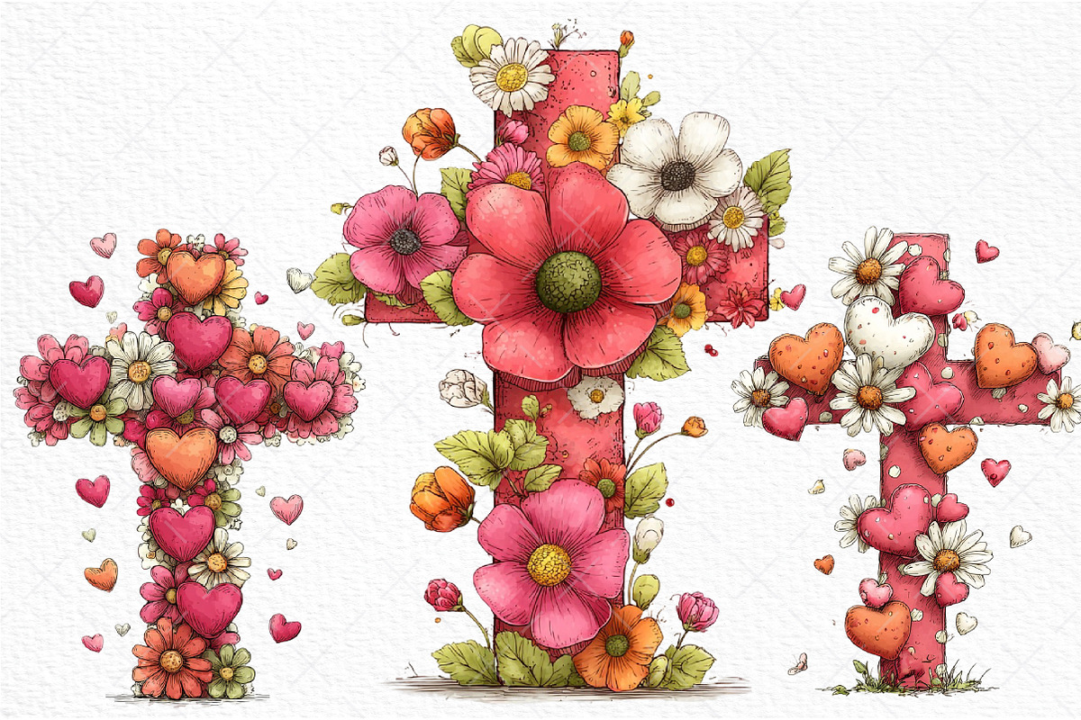 Floral Easter Cross Clipart Png, an Illustration by Craft Nest (Photo 9 of 9)