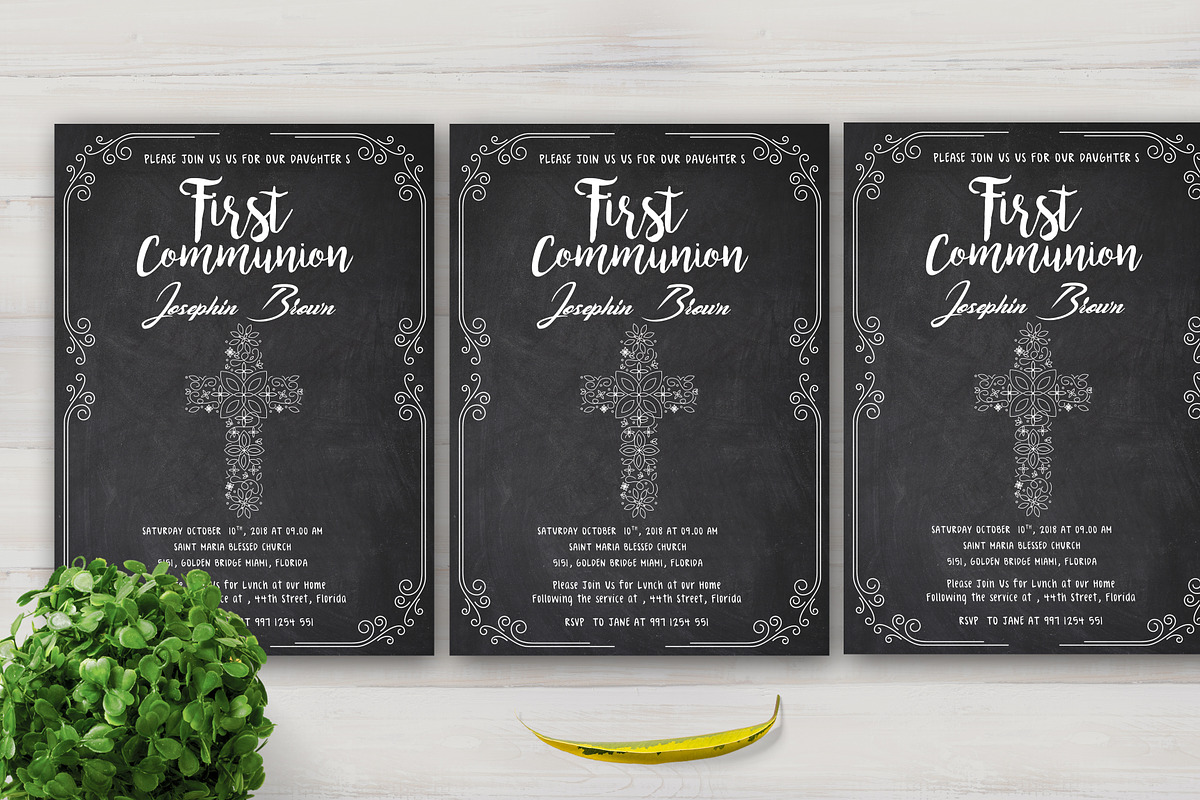 Chalkboard Styles Baptism Card, a Card Template by Design Addict
