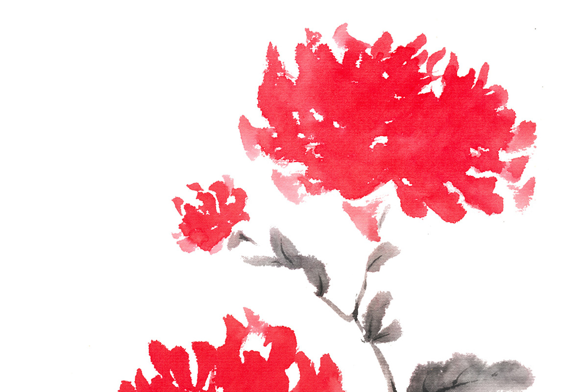 Royal pair sumi-e ink painting, an Illustration by Quetzal Art (Photo 5 of 5)
