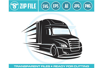 semi truck silhouette truck outline, an Object Graphic by slLametDesigns