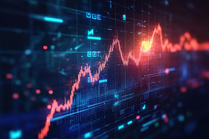 Futuristic arrow chart symbolizes, a Photo by Pavel_design