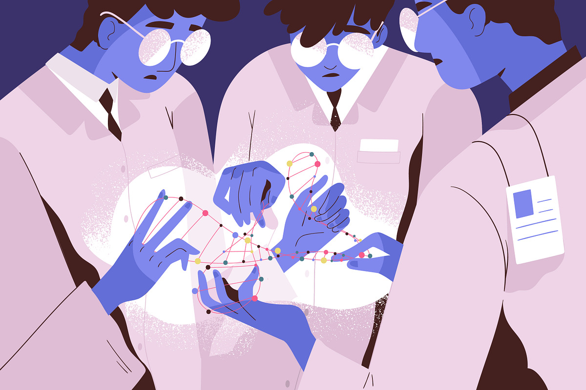 Scientific research, DNA concept, a Healthcare Illustration by Good Studio (Photo 2 of 3)