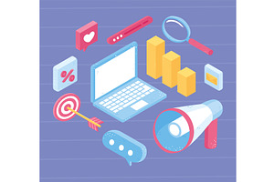 digital marketing set, a Technology Illustration by studiogstock
