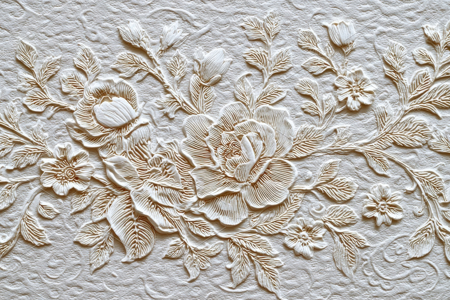 Intricate floral embossing cream des, a Photo by Pixeness Studio