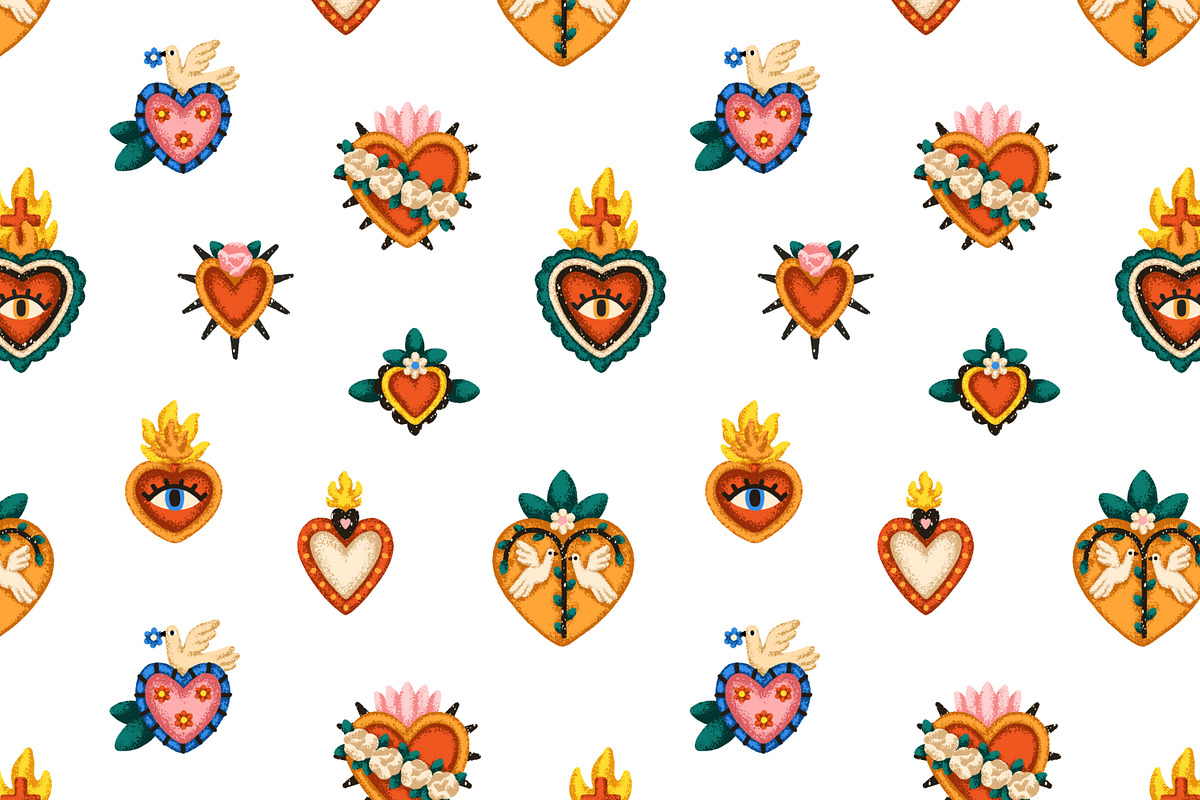 Mexican hearts seamless patterns, a Pattern Graphic by Good Studio (Photo 5 of 13)