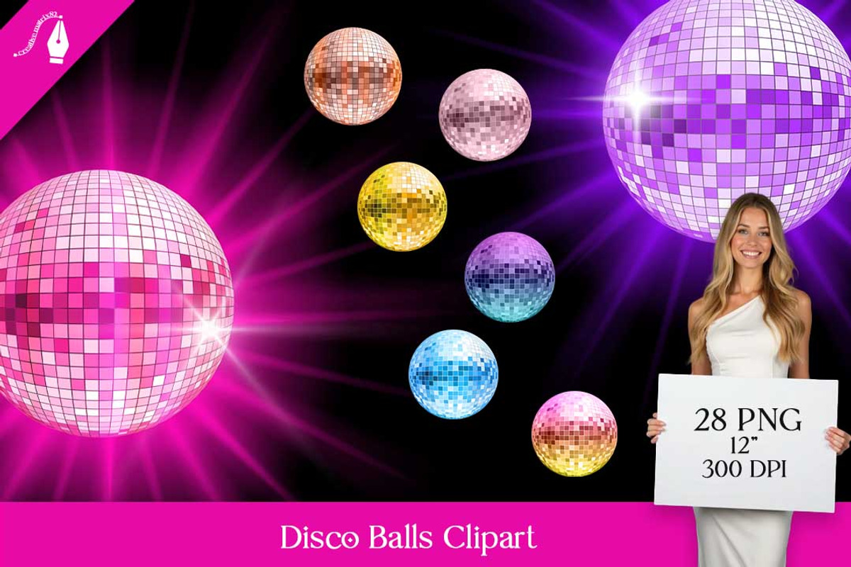 Disco Balls Clipart PNG Bundle, a Seasonal Illustration by Creative Matrix82 (Photo 1 of 6)