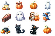 Kawaii Halloween Clipart Bundle, an Illustration by Designworld (Thumbnail 2 of 5)