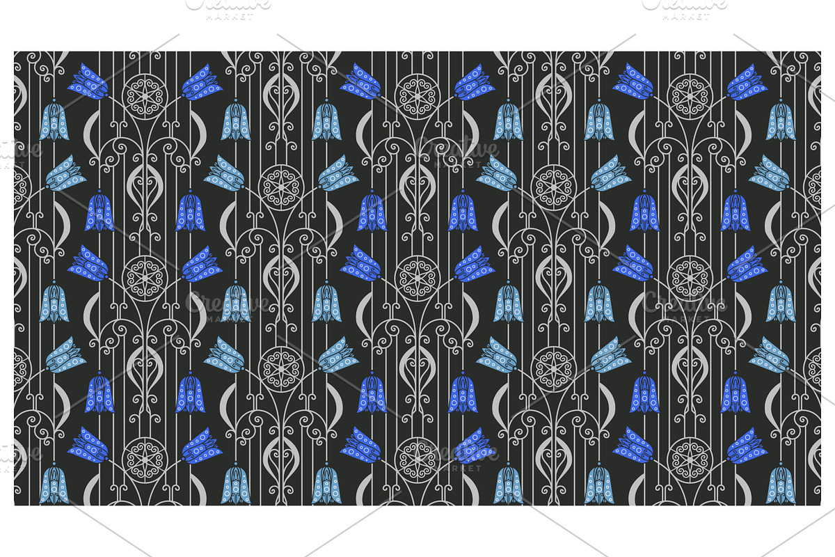 Floral Ornament on Dark Background, a Pattern Graphic by Creative Backgrounds