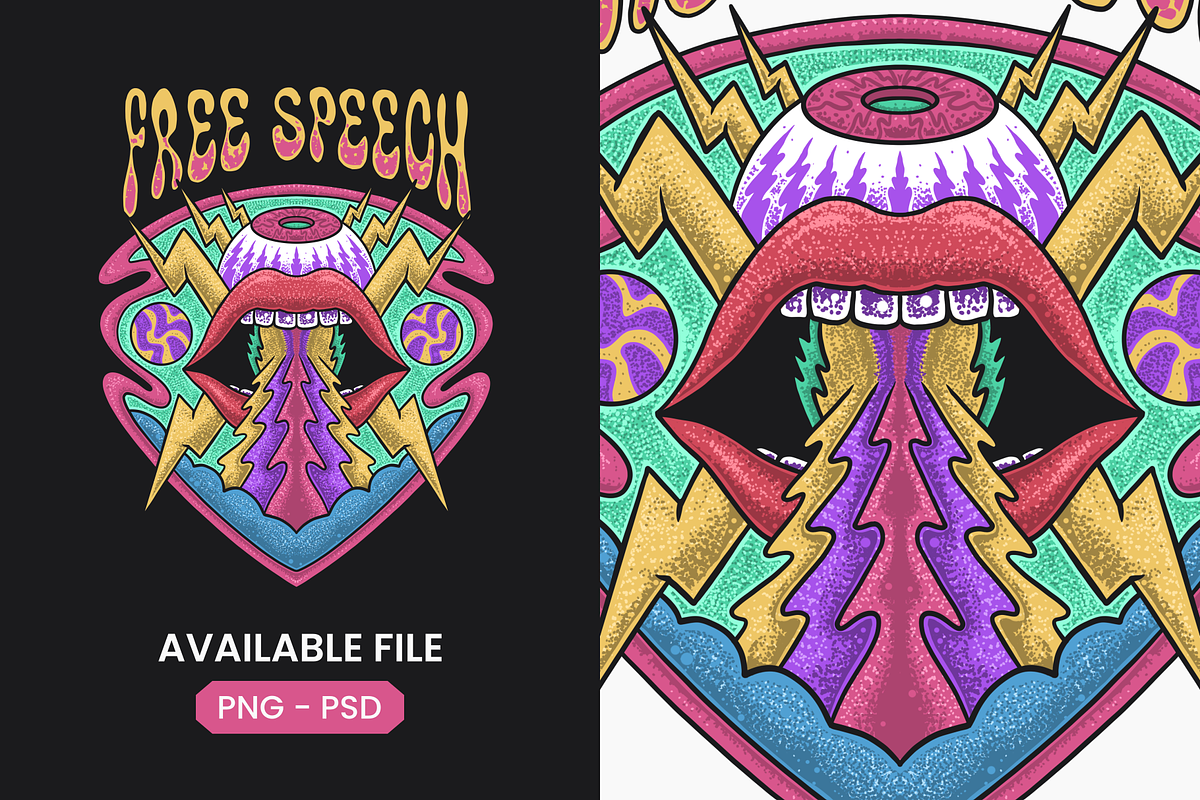 Free Speech Trippy Illustration, an Object Illustration by Pries Studio