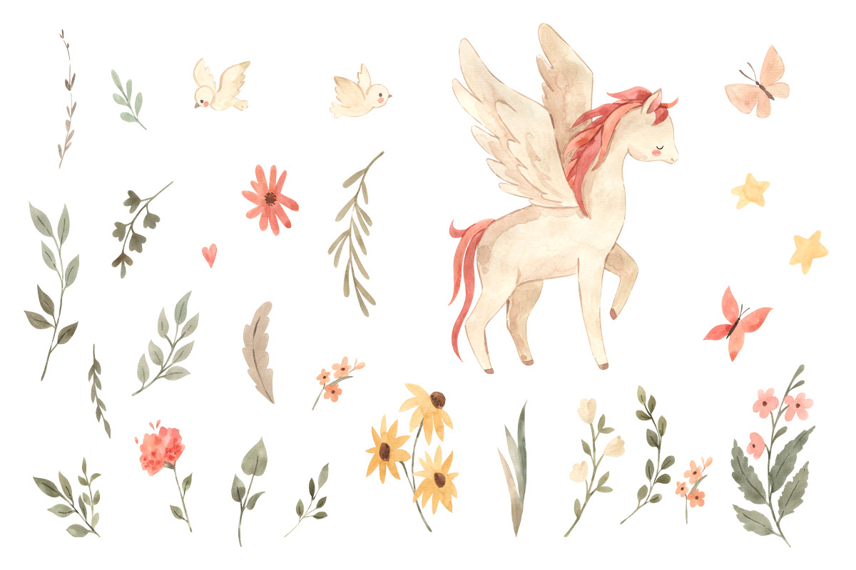 LITTLE FAIRIES Watercolor collection, an Animal Illustration by OlliArtDesign (Photo 3 of 11)