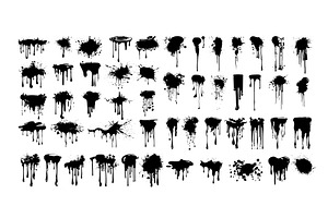 Paint drip splatter black vector set, an Illustration by Onyx