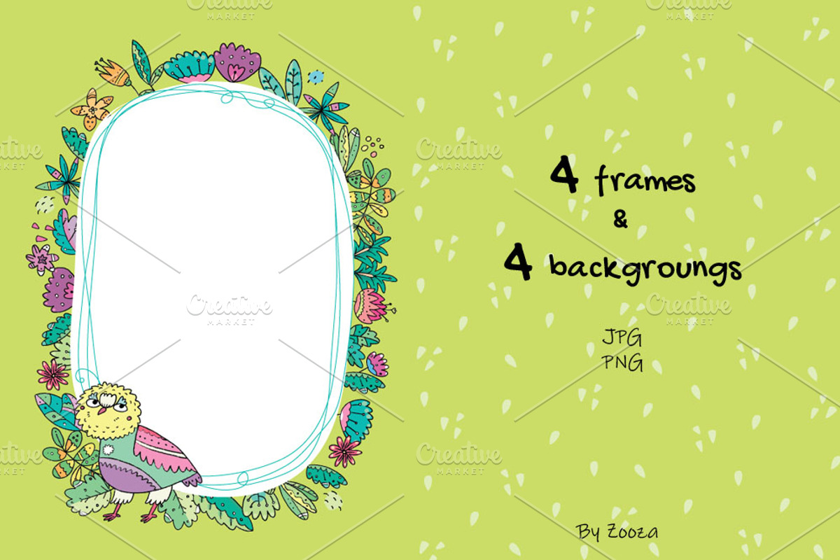 Floral Owls - 55 objects, an Illustration by Zooza Art (Photo 11 of 14)