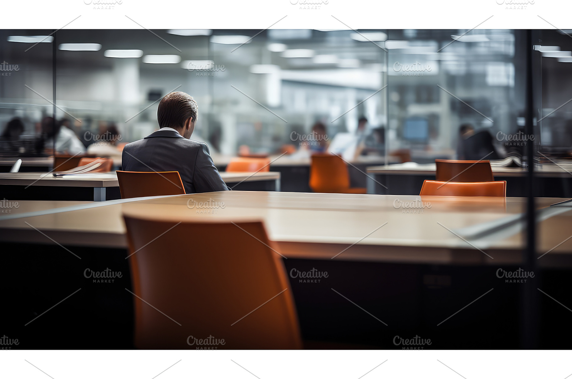 desk blur office background ai, a Business Photo by pikepicture