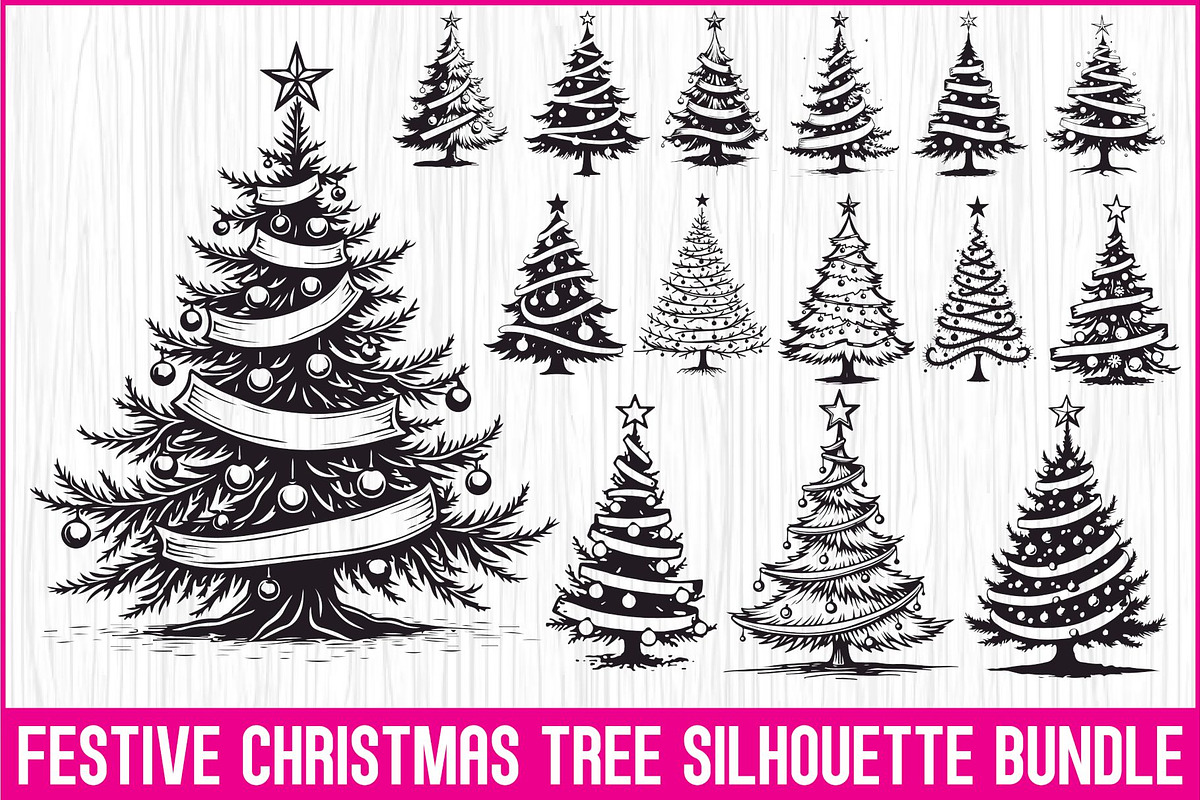 Festive Christmas Tree Silhouette Bu, an Illustration by Artivon (Photo 1 of 21)