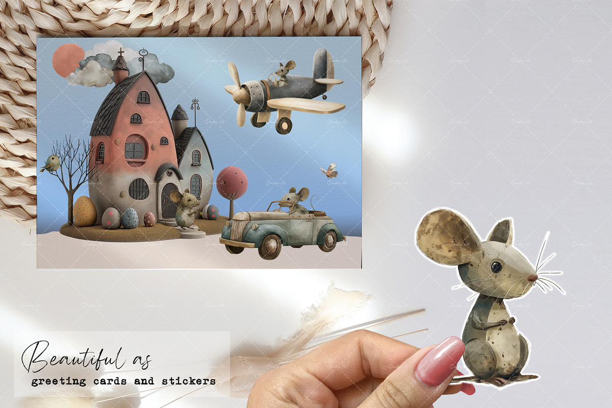 Whimsical Mouse - Rustic Folk Art, an Animal Illustration by Dazzling ...