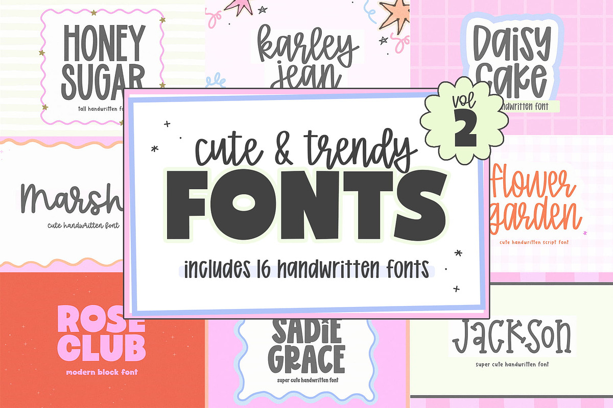 Cute & Trendy Font Bundle | Vol 2, a Handwritten Font by KA Designs (Photo 1 of 15)