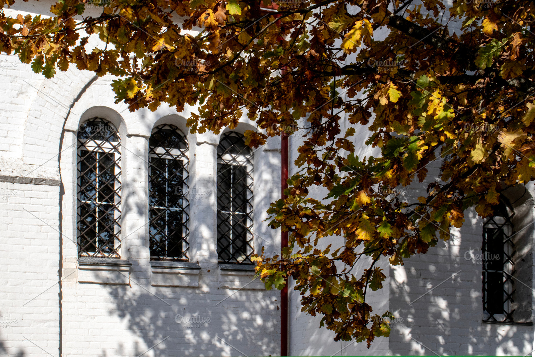 White wall and three arched window, an Architecture Photo by Schreibikus