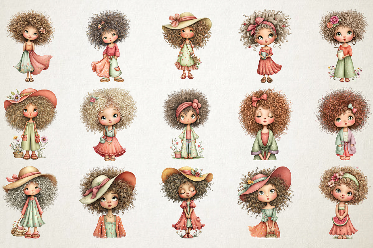 Fluffy Hair Summer Mom Clipart, an Illustration by RobertsArt (Photo 3 of 5)