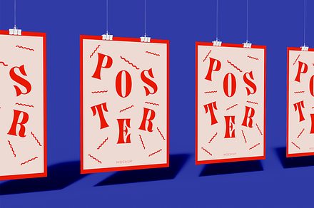 Set of Hanging Posters Mockup, an Advertising Mockup by Hubzway