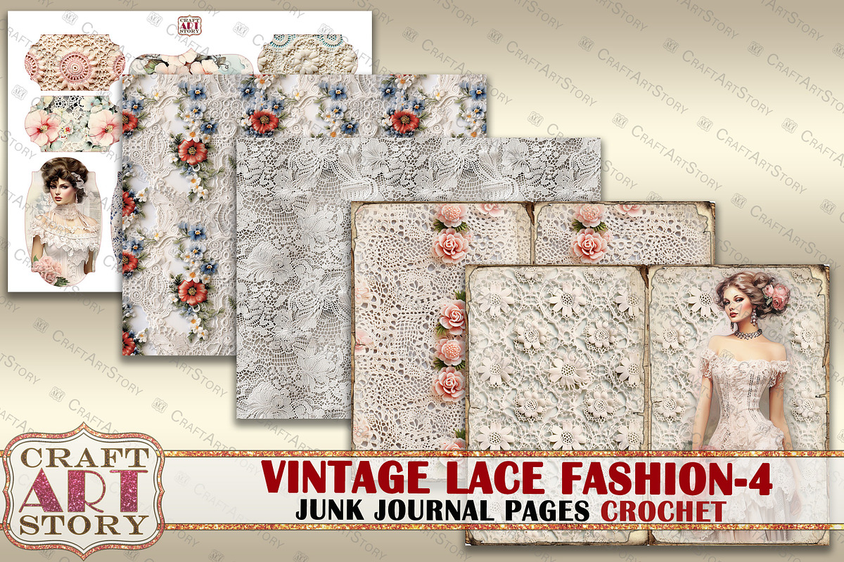 Lace fashion Junk Journal Kit part 4, a Person Illustration by CraftArtStory (Photo 4 of 6)