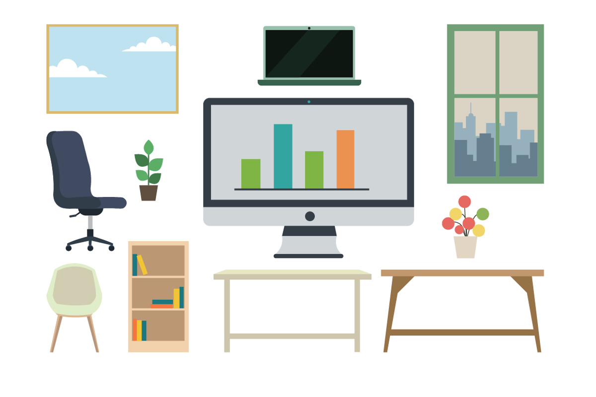 Workspace Essentials object set, an Object Illustration by jongcreative (Photo 2 of 3)