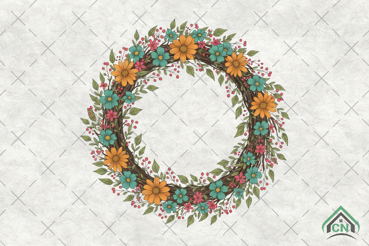 Floral Wreath PNG, an Illustration by Craft Nest (Photo 1 of 6)