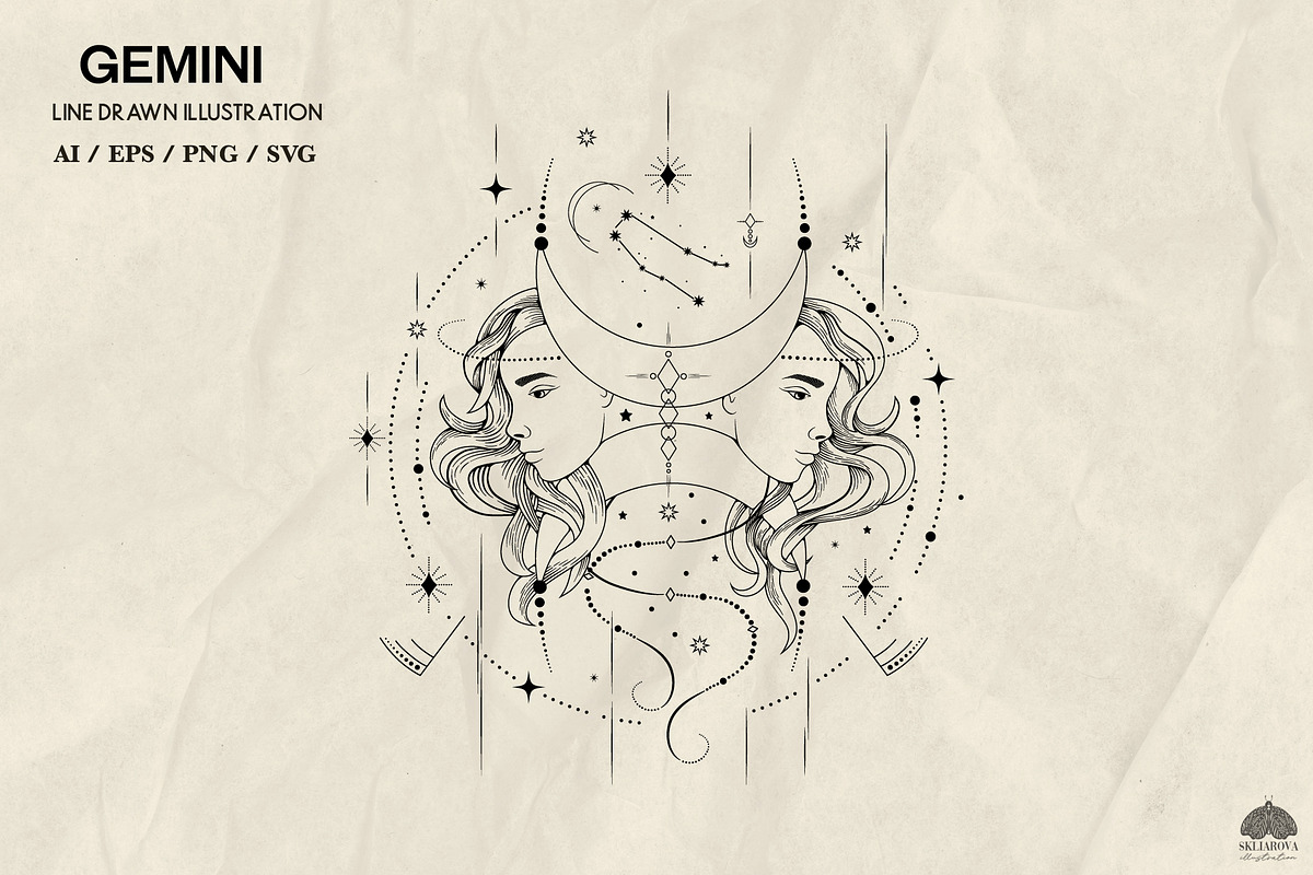 Zodiac signs line art + Procreate, a Decorative Illustration by Skliarova (Photo 6 of 16)