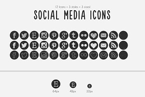 Round Chalkboard Social Media Icons