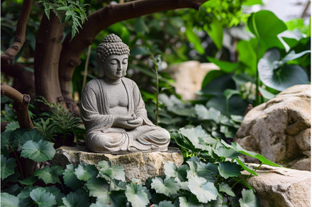Tranquil buddha statue in serene, an Arts & Entertainment Photo by Ylivdesign