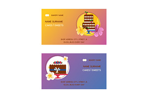 Cakes Set Of Business Cards Vector