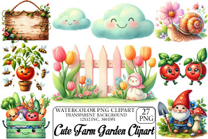 Cute Farm Garden Clipart, an Illustration by DreamPrint404